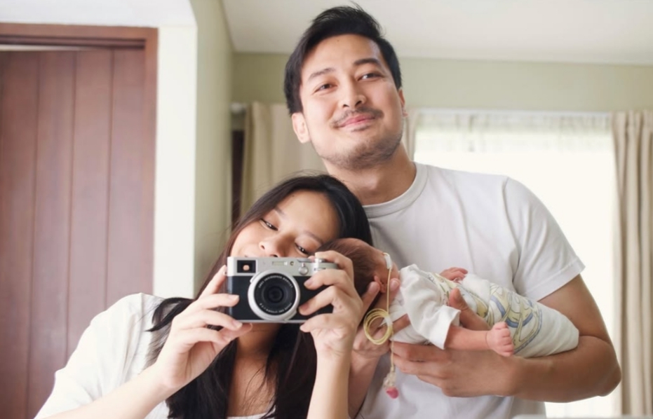 Alt= hanggini umumkan kelahiran anak, luthfi aulia, anak hanggini,